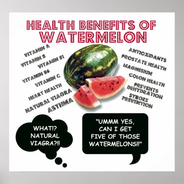 Póster Funny Watermelon Man Viagra Chiste (Frente)
