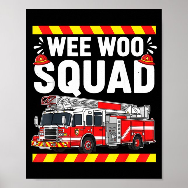 Póster Funny Wee Woo Squad Fire Department Firefighter Fi (Frente)