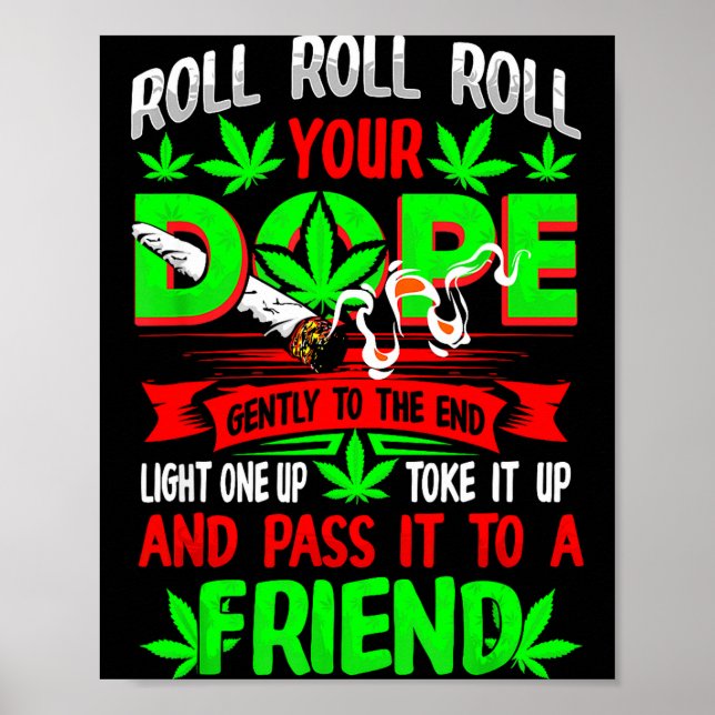 Póster Funny Weed T Lover Roll Joint Friend Smoking Short (Frente)