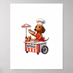 Póster Funny Weenie Dachshund Dog Sausage Hotdog Sandwich
