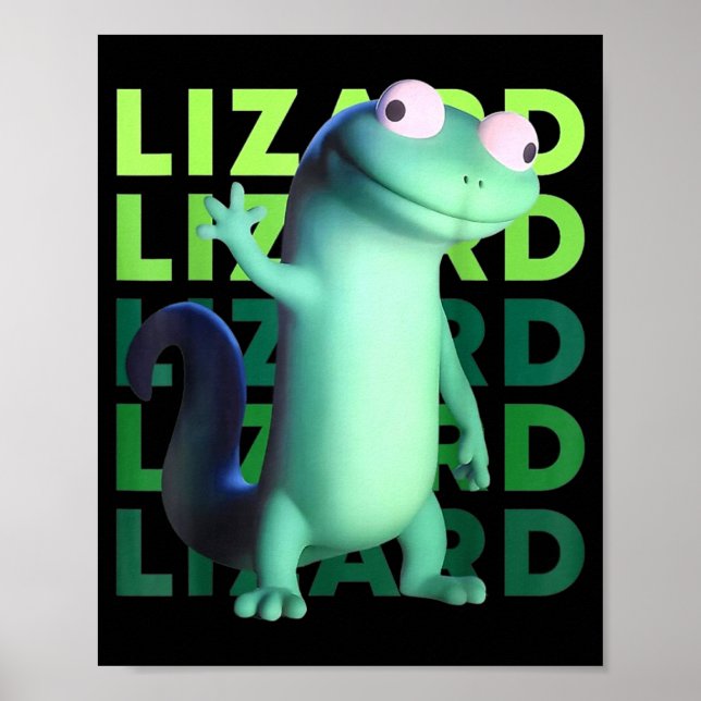 Póster Funny Weirore Lizard Meme _ 3d Surreal Animal  (Frente)