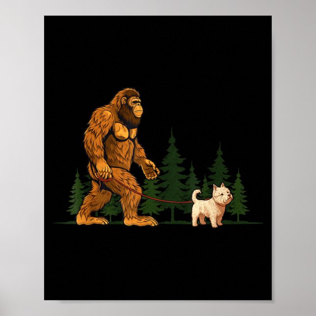 Póster Funny West Highland White Terrier Westie Bigfoot D (Frente)