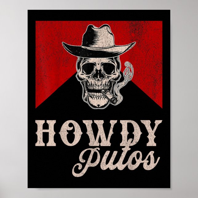 Póster Funny Western Cowboy Howdy Putos (Frente)