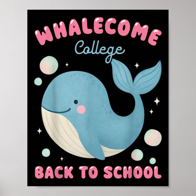Póster Funny Whalecom Regresa A La Escuela Universitaria  (Frente)