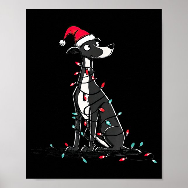 Póster Funny Whippet Christmas Graphics Dog Lights Lover  (Frente)