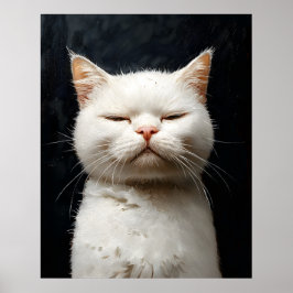 Póster Funny White Cat with Attitude, Not Impressed – Whi