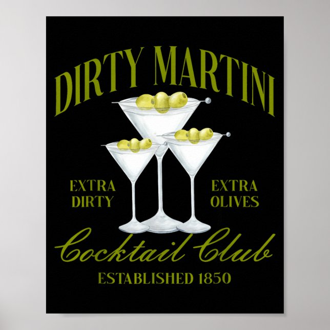 Póster Funny Womens Dirty Martini Social Club Drinking Ta (Frente)