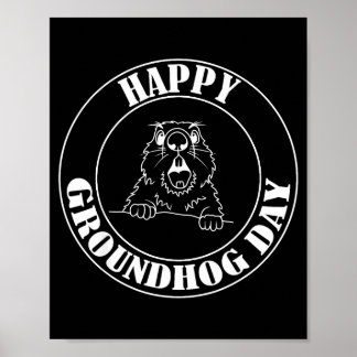 Póster Funny Woodchuck Screaming Happy Groundhog Day