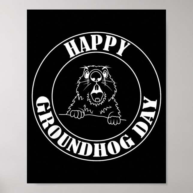 Póster Funny Woodchuck Screaming Happy Groundhog Day  (Frente)