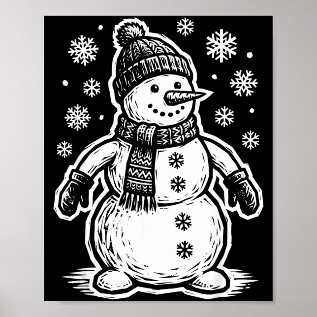 Póster Funny Woout Snowman Winter Holiday Christmas Snowf (Frente)