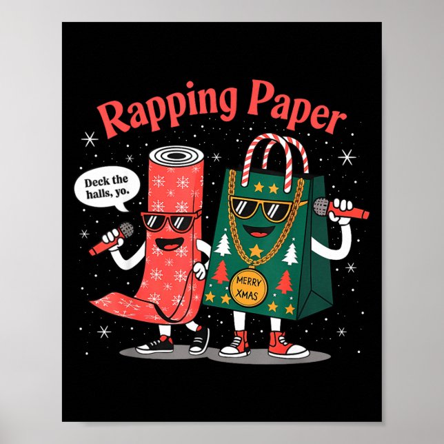 Póster Funny Wrapng Rapng Paper Wrap Music Rap Pj  (Frente)