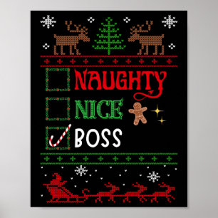 Póster Funny Xmas Nice Naughty List Navidades Jefe