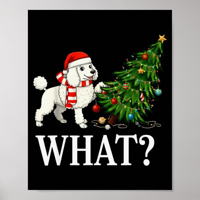Póster Funny Xmas Odle Pushing Christmas Tree Over Dog Wh (Frente)