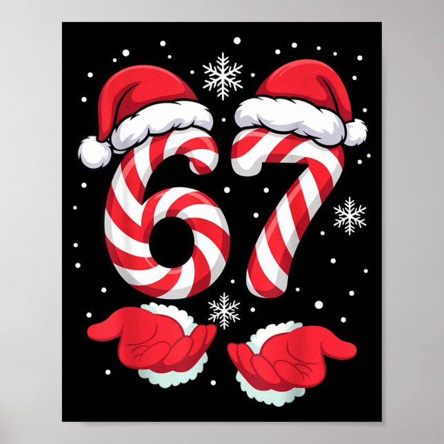 Póster Funny Xmas Viral 67 Candy Canes Santa Funny Holida (Frente)