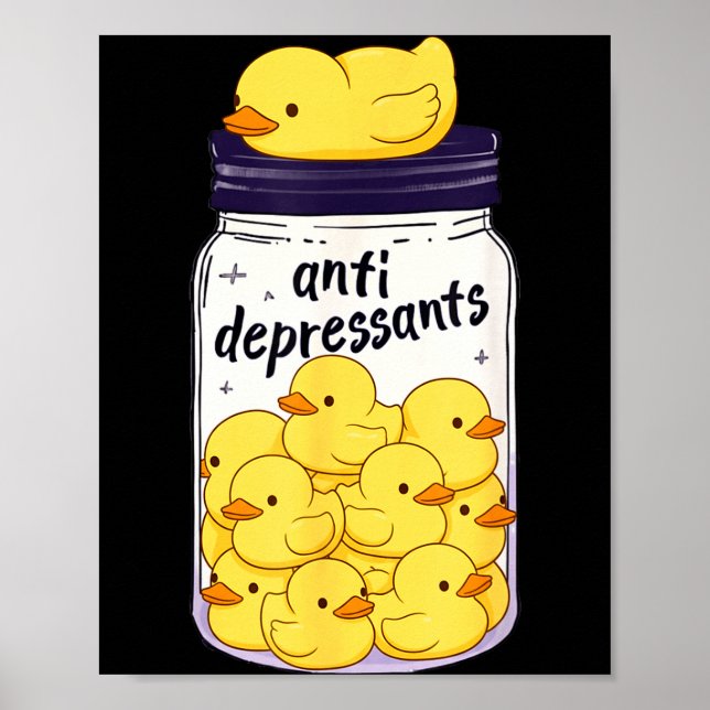 Póster Funny Yellow Duck Anti Depressant Jar Zoo Boys Gir (Frente)