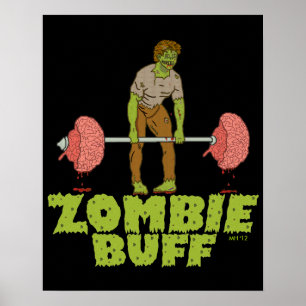 Póster Funny Zombie Buff Weight Lifter
