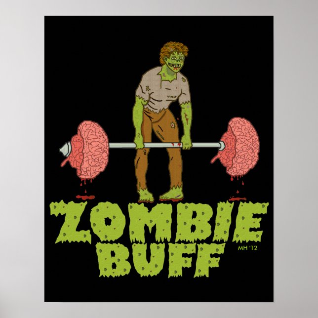 Póster Funny Zombie Buff Weight Lifter (Frente)