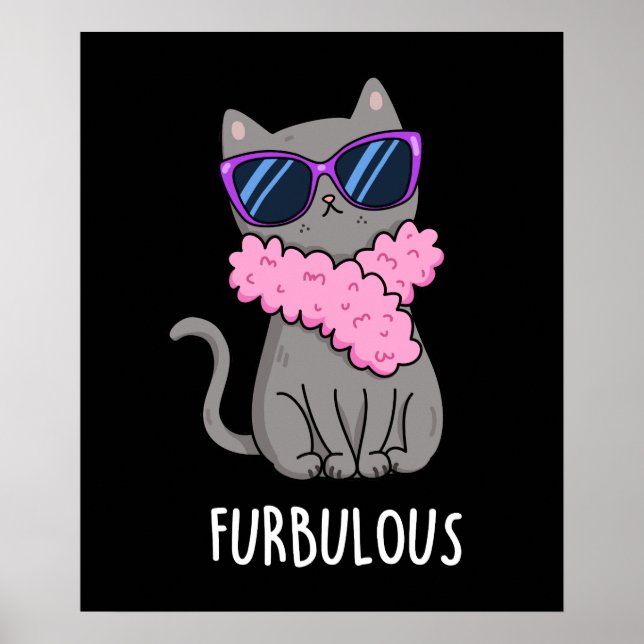 Póster Furbulbo Funny Elegant Cat Pun Dark BG (Frente)