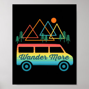 Póster Furgoneta Camper Retro Camping Atardecer Vintage M