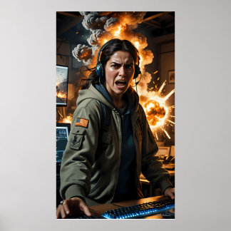 Póster Furious Gamer Explosion Scene Photo Print