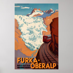 Póster Furka Oberalp Suiza Paso Estrecho de Montaña