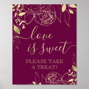 Póster Fushcia & Gold Modern Floral Favorito Table
