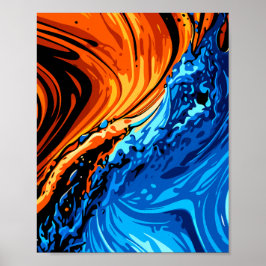 Póster Fusión abstracta de fuego y agua
