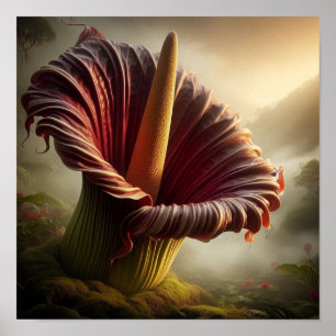 Póster Fusión abstracta surrealista de Titan Arum y selva