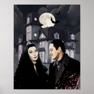 Póster Fusión de DaVinci Morticia Addams 