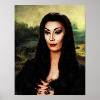 Póster Fusión de DaVinci Morticia Addams 