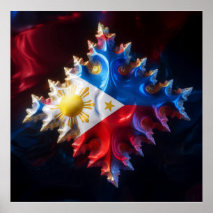 Póster Fusión De La Bandera Filipina Y Mandelbrot Fractal