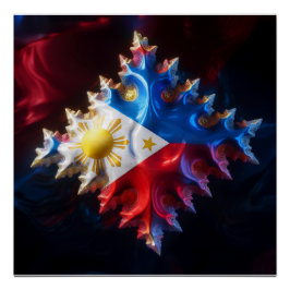 Póster Fusión De La Bandera Filipina Y Mandelbrot Fractal