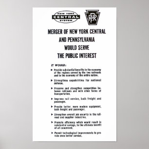 Póster Fusión Penn Central Ferroviaria 1968