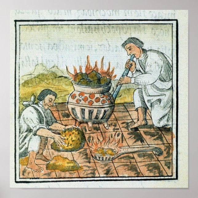 Póster Fusión y fundición de oro en el imperio azteca (Frente)