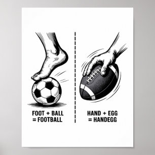 Póster Fútbol Americano Divertido Vs Fútbol Meme Lógica D