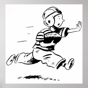 Póster Fútbol Americano Vintage Niño Corriendo Atrás