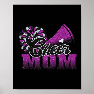 Póster Fútbol anima a mamá morado negro pom leopard