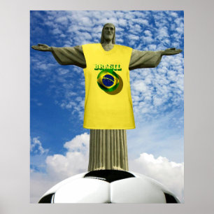 Póster Fútbol brasileño 2014 de los ganadores del Brasil