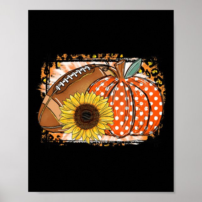 Póster Fútbol Calabaza Futbol Fútbol Otoño Agradecimiento (Frente)