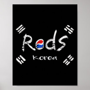 Póster Fútbol Coreano Rojo Con Bandera Coreana