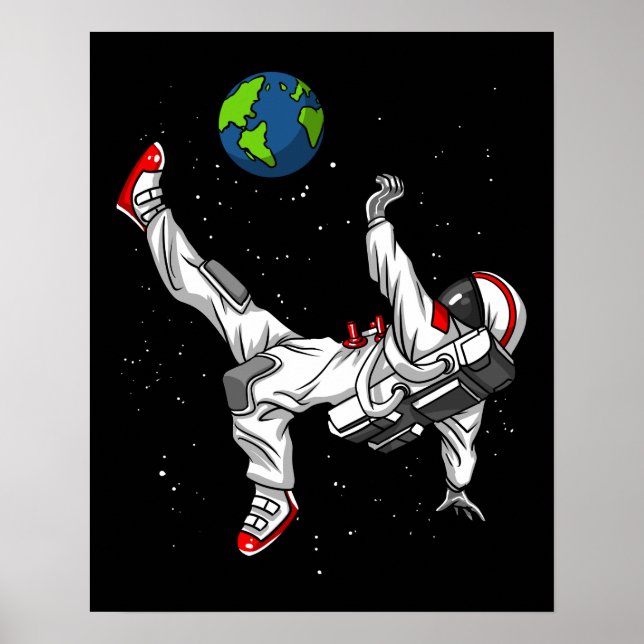 Póster Fútbol Cosmérico de Astronauta Espacial (Frente)