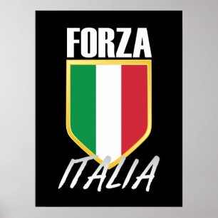 Póster Fútbol de Bandera Italiana Forza Italia