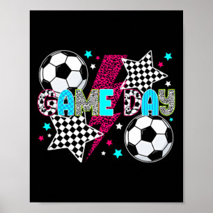Póster Fútbol de Día de Partido Soccer Preppy Día de Part
