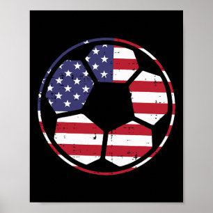Póster Fútbol De La Bandera Estadounidense Ll Vintage 4 D