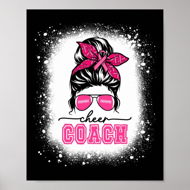 Póster Fútbol Desordenado Bun Mom Cheach Coach Cancer Ble (Frente)