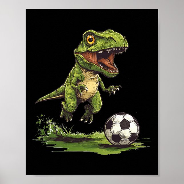 Póster Fútbol Divertido Con Juric Disfraz De Dinosaurio  (Frente)