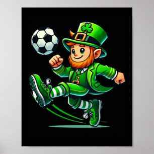 Póster Fútbol duende día de San Patricio jugador niños ho