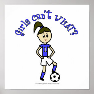 Póster Fútbol femenino ligero en uniforme azul