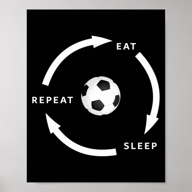 Póster Fútbol Fútbol Comer Dormir Repetir Dicho de Aficio (Frente)