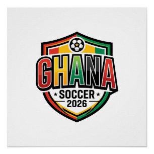 Póster Fútbol Ghana 2026 Fútbol Negrita Tipografía País R